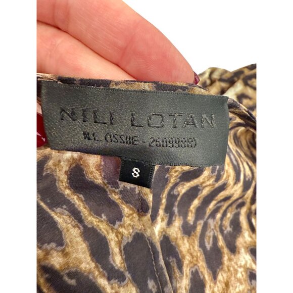 Nili Lotan Brienne Leopard Print Silk Chiffon Midi Dress - Size S - Picture 6 of 9